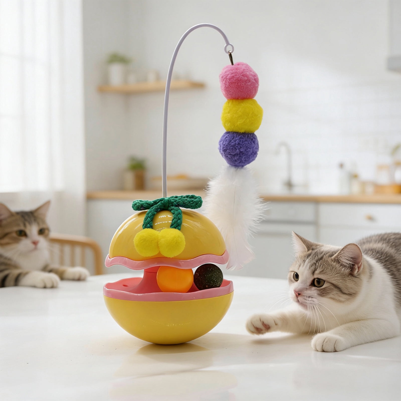 Cat Toy Interactive Ball, Catnip Filled Rolling Ball for Kitten with Bell, Self-Entertainment Kitten Teaser for Indoor Cats