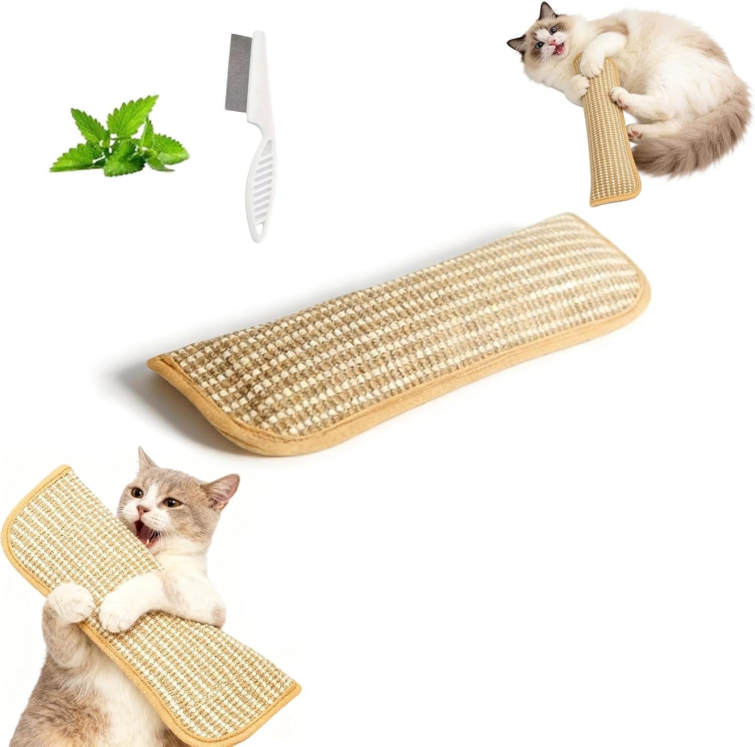 Cat Toy, Interactive Catnip Chew Toy, Durable 12 Inches Catnip Kicker Soft Sisal Pillow with Organic Catnip for Kittens and Adult Cats for Indoor Scratching, Chewing & Teething