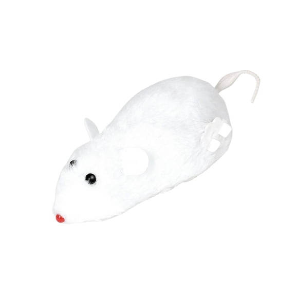 Mouse Cat Toy, Plush, 4X2 In, White, Mouse Plush, Jumping, Moving, Cat Play, Pet, Hunting, 1 Pc
