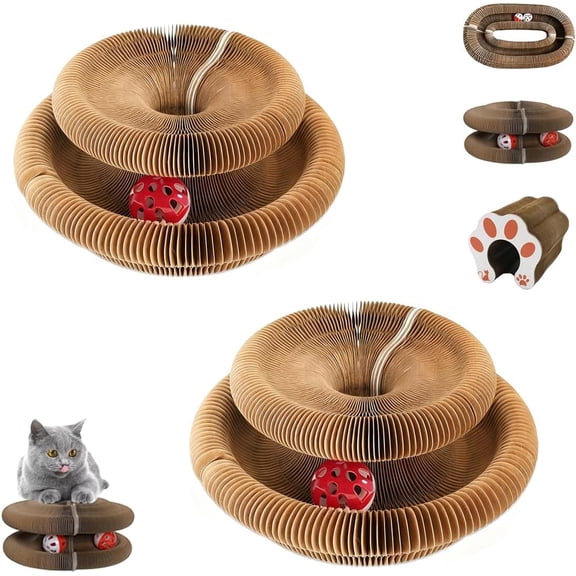 Cat Toy, Large Thickened Upgraded Cats Scratching Cardboard Combined with Two, Cat Scratcher with Strong Magnetic Force, Interacitve Wear-Resistant, Bite-Resistant & Scratch-Resistant