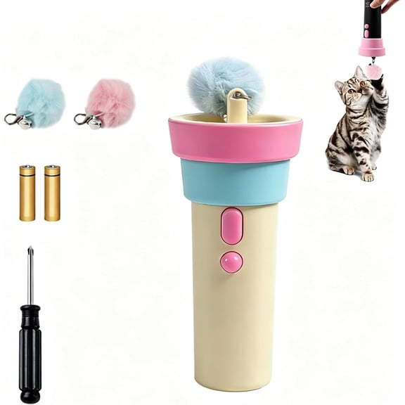 Cat Toy Launcher Handheld Feline Exerciser, Electric Cat Toy Automatic Reel Tracking, Portable Cordless Cat Teaser Toy for Adult Owners(xxw)