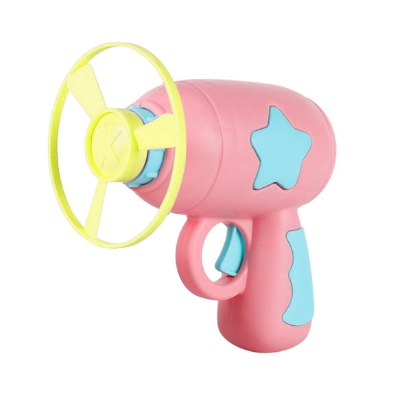 Cat Toy Launcher with LED Flying Disc - Interactive Pink Gun for Cats & Dogs, Rotating Ejection Pet Plaything for Indoor/Outdoor Fun