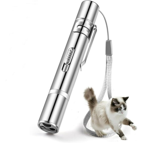 Cat Toy Pointer for Indoor, USB Rechargeable Cat Toy, 3 Light Colors Cat Interactive Toys for Dogs, Cats, Pet Chase Toy for Fun Playing Training Exercise Indoors