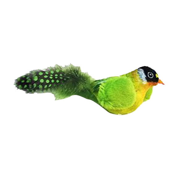 Cat Toy, Realistic Bird Sound Plush Toy With Elastic Rope, Hanging Kitten Self-Entertainment Toy For Indoor Cats, Green