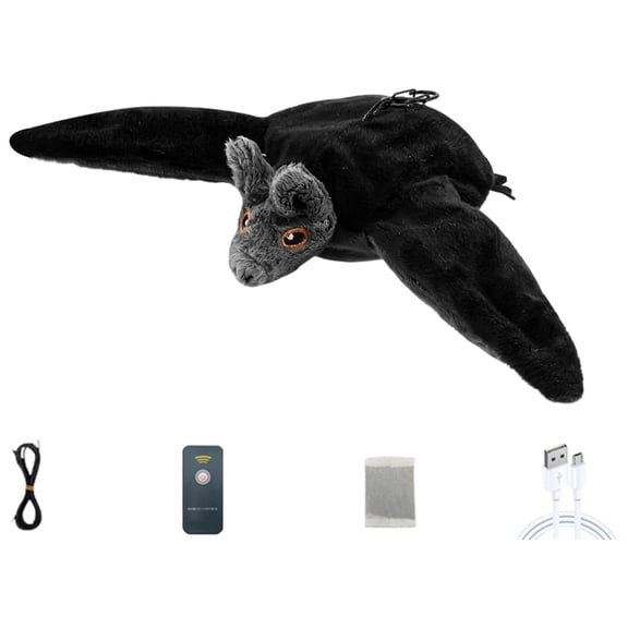 Cat Toy Rechargeable Flapping Bat Interactive Toy Motion Activated Chirping Bat Toy For Indoor Cats Mental Stimulation(Bat-12X15Cm)