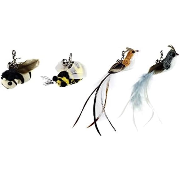 Cat Toy Replacement Cat Toy Refills, 4 Pcs Simulation Insects and Bird ...