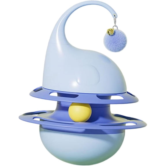 Cat Toy Roller with Bell Ball Snack Dispenser Multi Functional Puzzle Feeder Toys Turntable Toy Interactive for Home Bedroom, Green