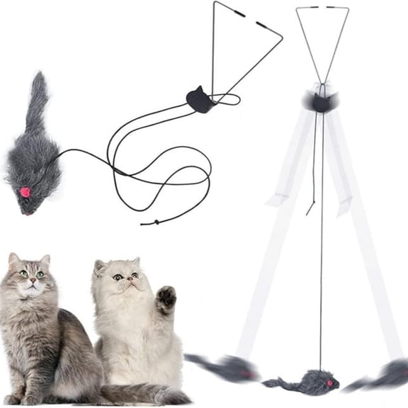 Cat Toy Rope Mouse Play Supplies, Hanging Retractable Cat Catching Mouse Toy, Funny Door Hanging Bouncing Mouse Retractable Plush Mice Cat Interactive Toy