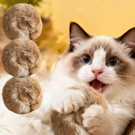Cat Toy, Soft Fluffy Cat Toy Ball, Furry Catnip Toy Ball Soft, Washable & Fun to Chase, , for Indoor Exercise & Bonding
