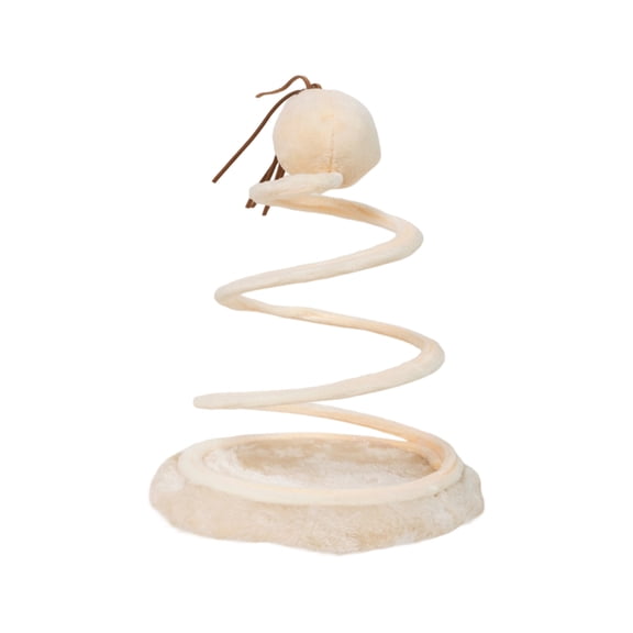 Cat Toy Spiral Spring Scratcher Pad with Linen Mouse and Fish Teaser, Interactive Indoor Cat Exercise Toy for Hunting, Pouncing and Self Play, Easter Gifts for Cat Owners, 1Pcs C