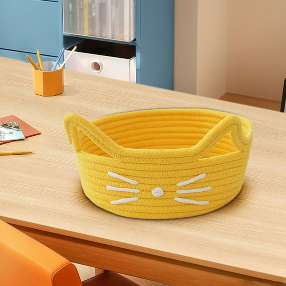 Storage Basket, Cotton Rope Organizer Box, Woven Desktop Container for Pet Supplies, Office Household Cosmetics Snacks