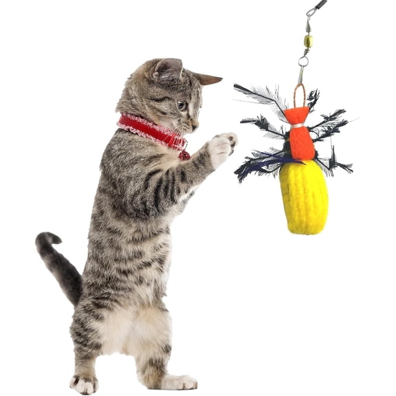 Kat Fly 2 Inch Handmade Cat Toy Teaser Wand Refill Beetle - Yellow Natural Material Toys