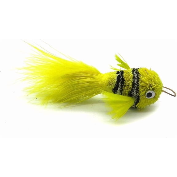 Kat Fly 3 Inch Handmade Cat Toy Teaser Wand Refill Clownfish - Yellow Natural Material Toy