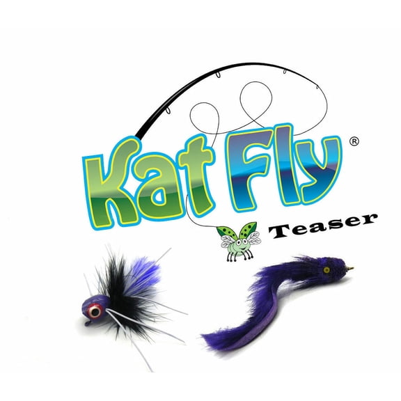 Cat Toy Wand Refill Attachment - Purple Kat Fly and Eel Set