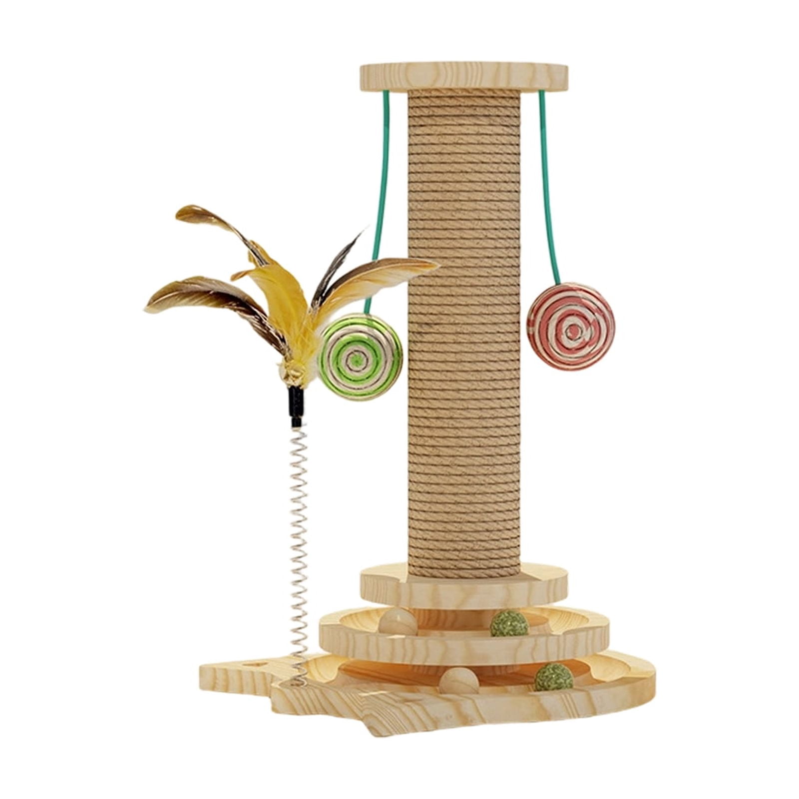 Cat Toy Wooden Rotating Spinner with Catnip – Durable Multi-Function Interactive Pet Toy for Scratching, Play & Mental Stimulation, Indoor Use Only