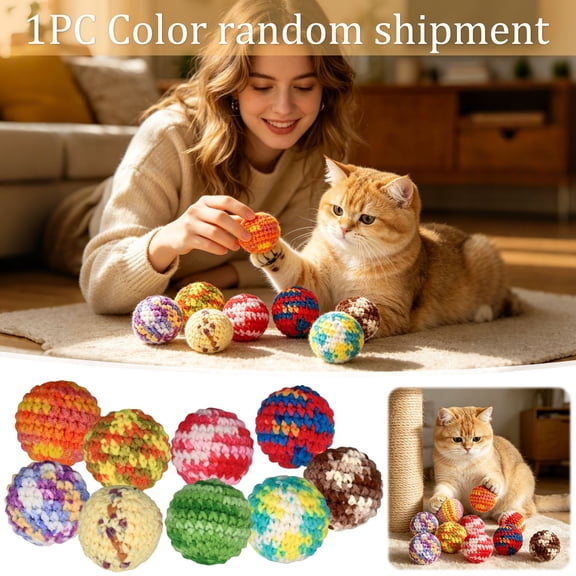 Cat Toy Yarn Ball 4.5 cm Knitted Jingle Ball for Cats - Interactive Play Toy with Bell for Kitten Exercise, Stress Relief, and Indoor Hunting - Small Soft Yarn Ball for Biting, Tossing, and Carrying