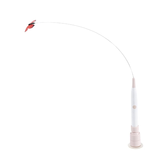 Cat Toy with Fluttering Butterfly Interactive Cats Toys Wand Teaser Wire Wands for Cats Exercise Play (Pink)