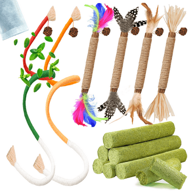 Cat Toys 12Pack Cats Grass Treat Catnip Toy with Silvervine for Indoor Kitten Toys for Teeth Cleaning Dental Care
