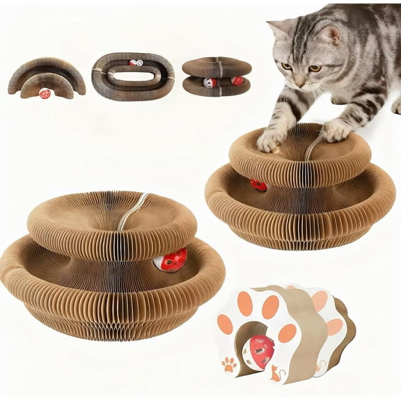 Cat Toys 2PCS Kitty Magic Organ Cat Scratcher, Modern Infinity Scratching Board Reversible Interactive Cardboard Kitten Pads for Bored Indoor Cats