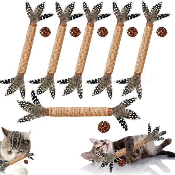 Cat Toys 7 Pack Silvervine Sticks Cat Feather Toy Kitten Chew Catnip Treat for Dental CareTeeth Cleaning Indoor Kitty Molar Snack Interactive Toys for Aggressive Chewers