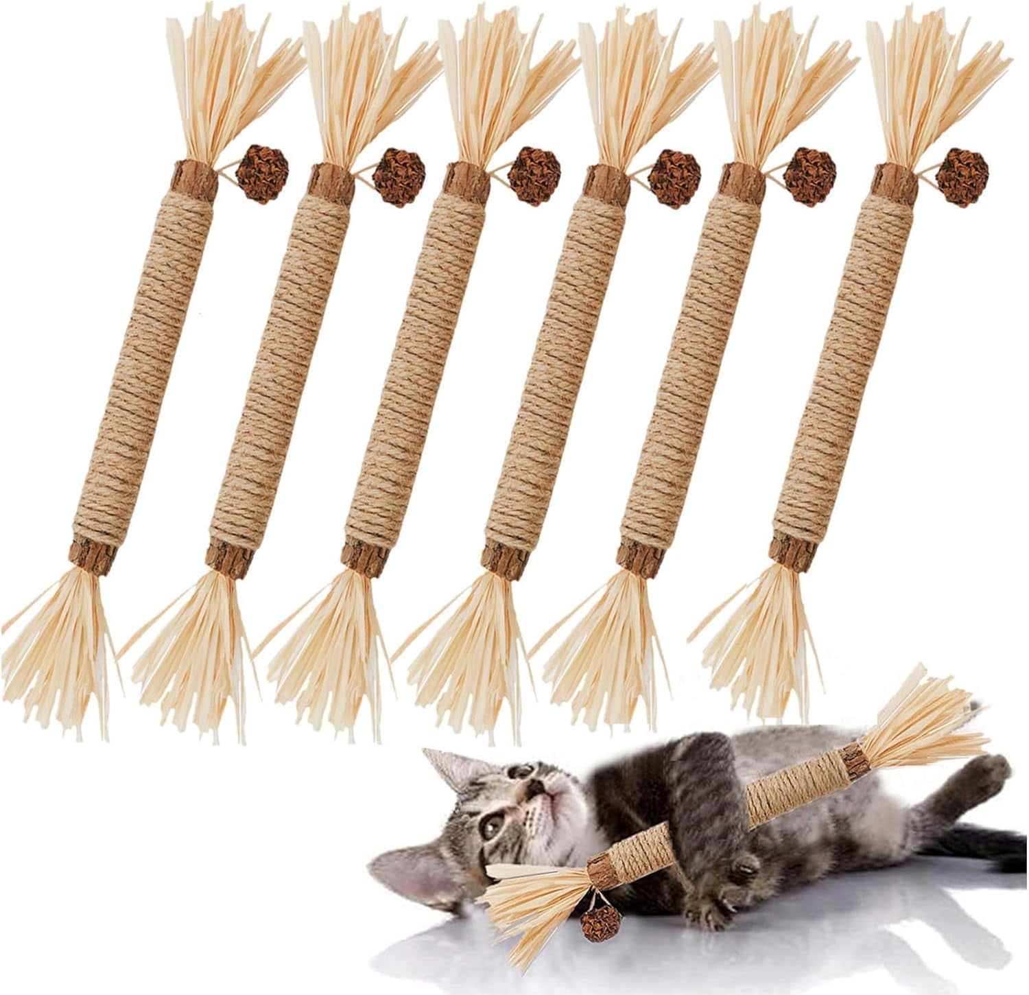 Cat Toys 7Pcs Silvervine Sticks Catnip Rope Toys for Indoor Kitten Cats ...