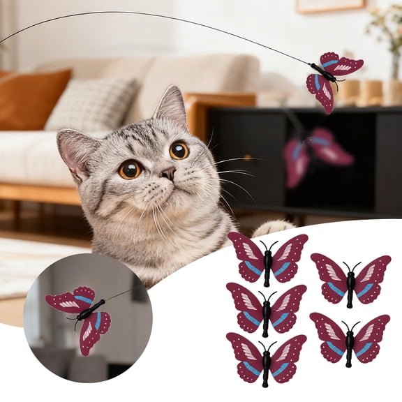 Cat Toys Butterfly Toy For Cats Non Playing Happy Cat Intelligent Stimulation Interactive Cat For Indoor & Outdoor （Only 5Pc Butterfly）