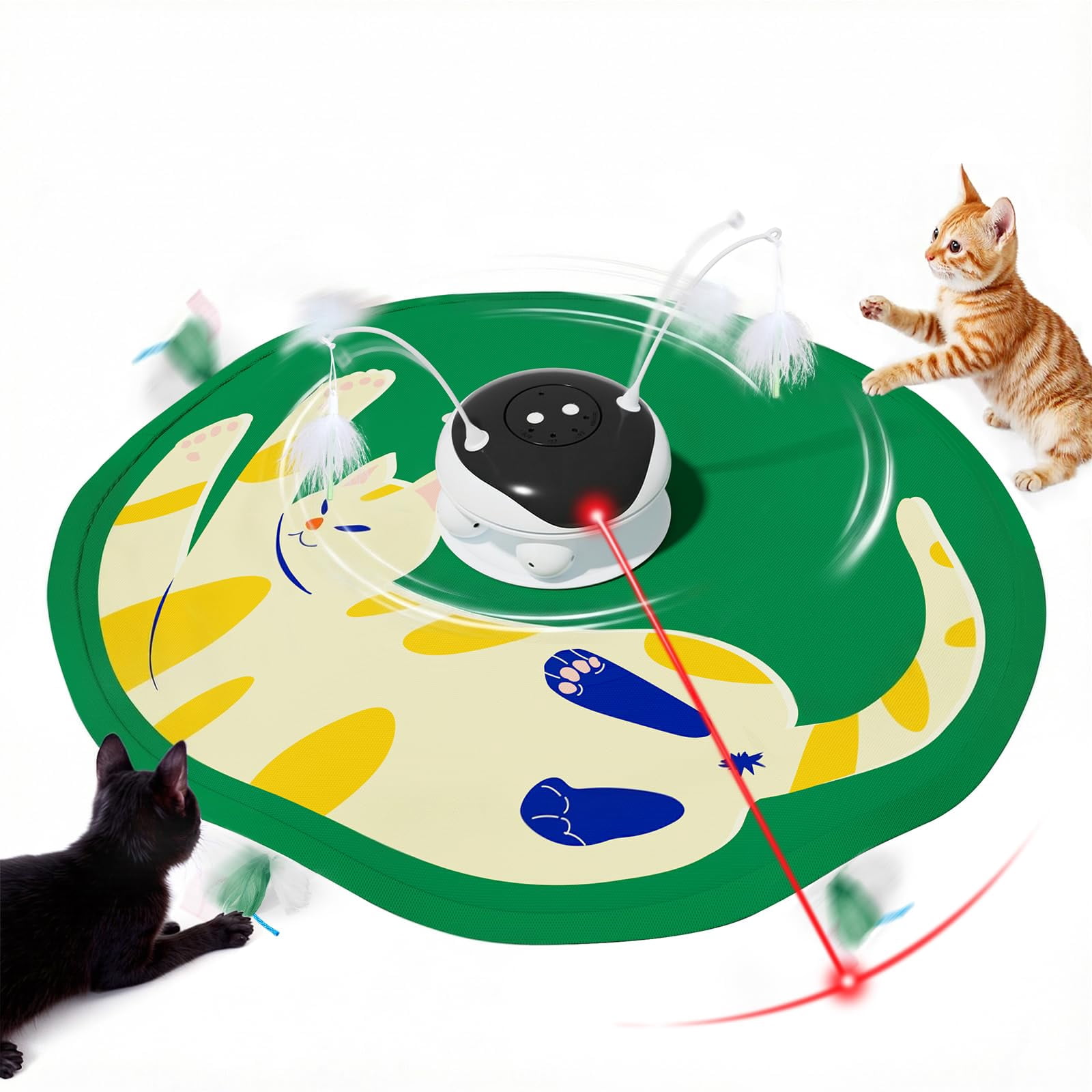 Cat Toys Chargeable 5in1 And Seek Automatic Interactive  Chirping Moving Ambush Track Balls Indoor Exercise Kicker 24 Inch Cover For All Breeds Pattern