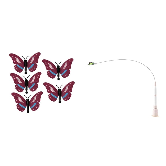 Cat Toys Electric Butterfly Toy Includes five red butterflies  For Cats Non Playing Happy Cat Intelligent Stimulation Interactive Cat With Suction Cup For Indoor & Outdoor