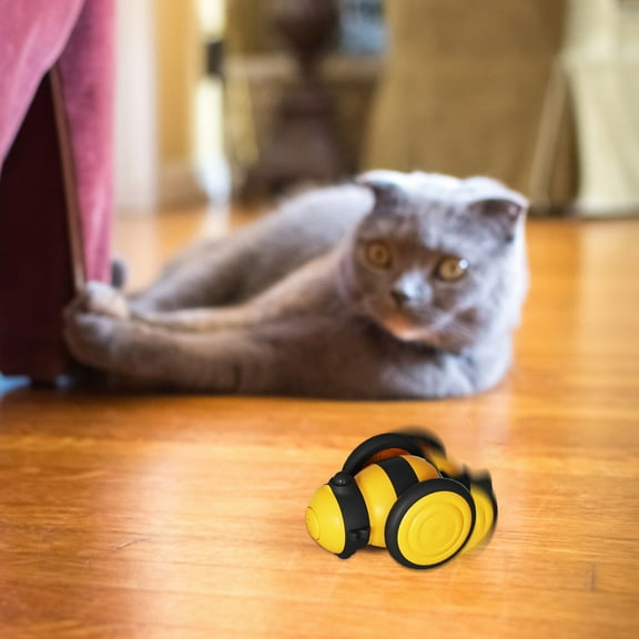 Cat Toys Electronic Flapping Bee with LED Light for Indoor Cats,USB Rechargeable Interactive Flying Toys with Realistic Sound for Kittens Self Play and Exercise,A