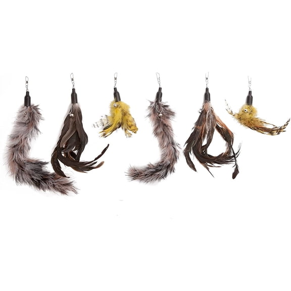 Cat Toys Feather Refill 6 Pack - Add Life to Your Cat's Favorite Toy with This Interchangeable Feather Refill Multipack (As Photographed).