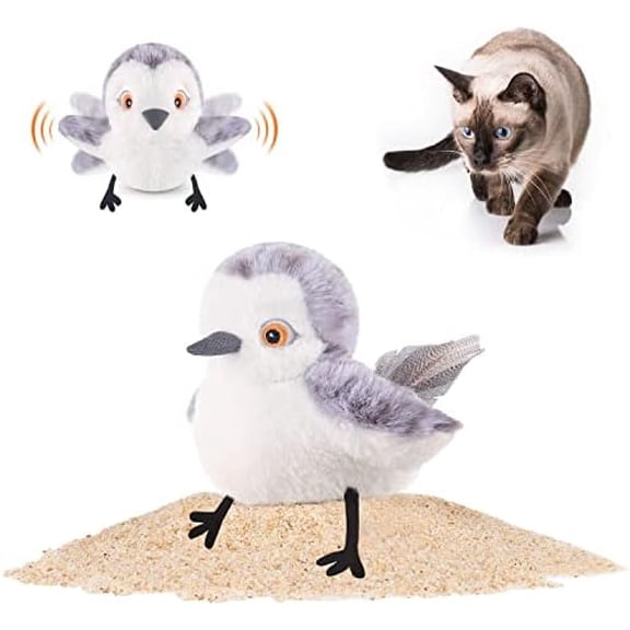 Cat Toys Flapping Bird (No Flying), Lifelike Sandpiper Chirp Tweet, Rechargeable Touch Activated Kitten Toy Interactive Cat Exercise Toys for All Breeds Cat Kicker Catnip Toys 4.0"