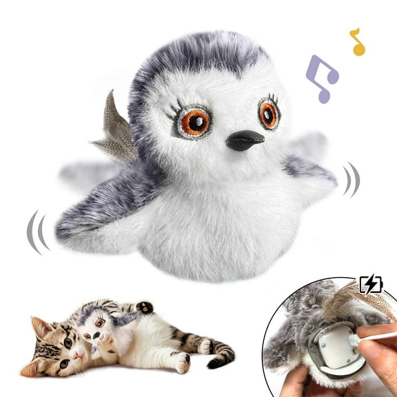 Cat Toys Flapping Bird Rechargeable Touch Activated Toy Interactive Kitten Exercise Toy Catnip Vibration Sensor Toy
