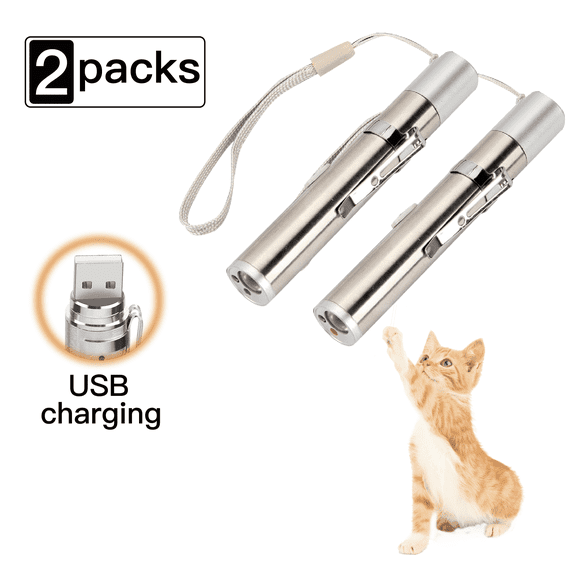Cat Toys for Indoor Cats, 2 Pieces, Rechargeable, Interactive Kitten Pet Dog Red Dot Chase Light Toy for Cats Fun Playing Exercise
