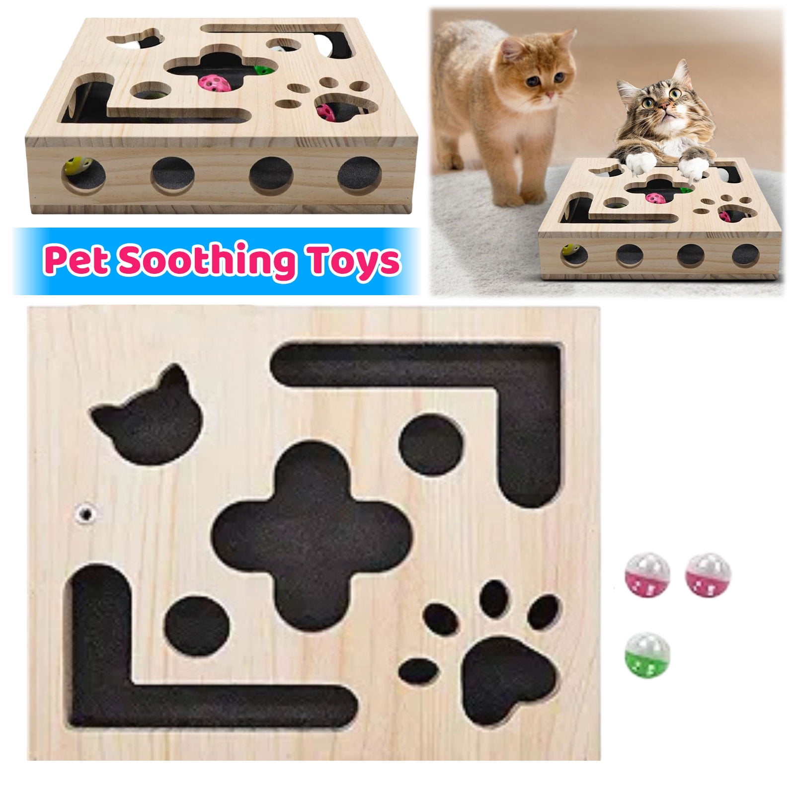 Cat Toys for Indoor Cats - Cat Nail File Box with Interactive Cat Toys, 2026 Upgraded Cat Puzzle Feeder Scratch Puzzle Toy for Indoor Cats, Natural Claw Care with three toy balls