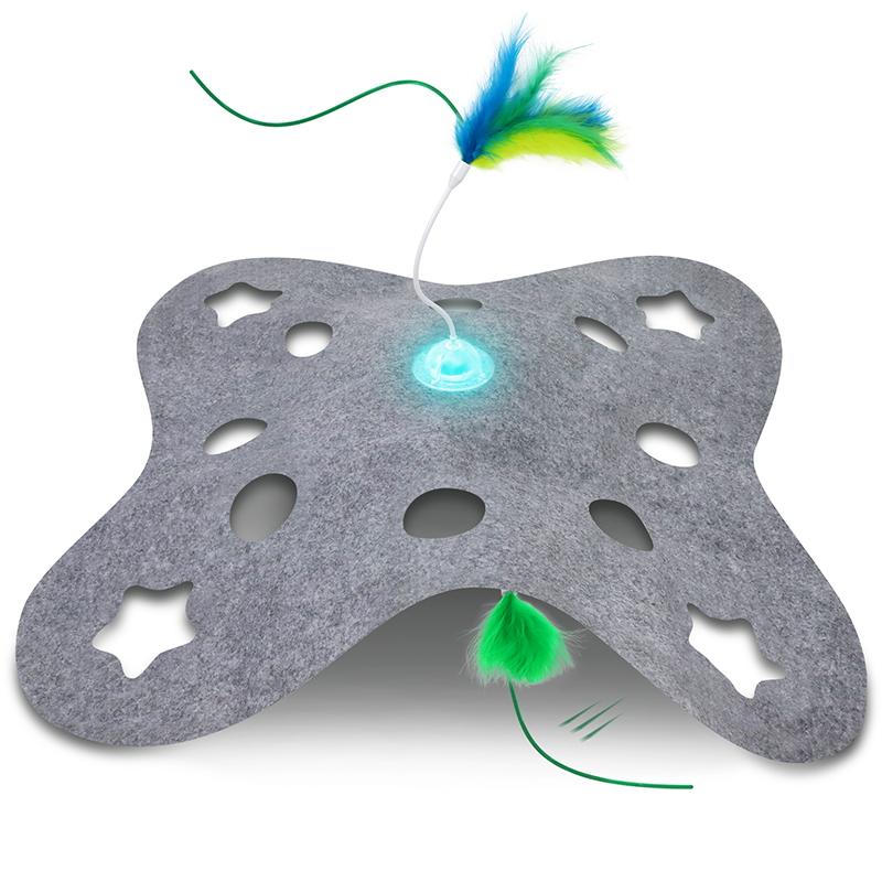 Cat Toys for Indoor Cats,Interactive Toy Hide n Seek for Kittens,Automatic Moving Wand Feather,Motion Activated Exercise Toy for Bored Cats Rechargeable (Grey)