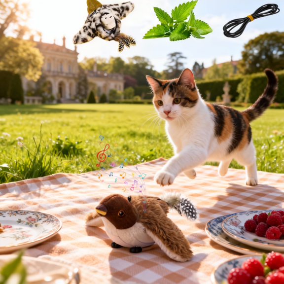 Cat Toys for Indoor Catswith Remote Control Flying, Flapping Motion, Stimulates Hunting Instincts, Chirping Fluttering Prey Chirping Birds Cats Toys Flapping Wings (Brown)