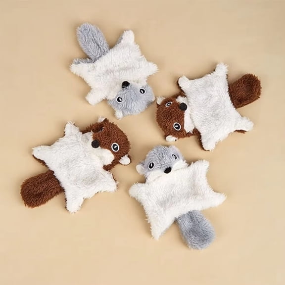 Cat Toys, Interactive Cat Toys for Indoor Cats, Crinkle Cat Toys, Plush Interactive Toys Figures, 6X4.5 in Brown Flying Squirrel Plush Cat Toys, Built-In Crinkle Paper for Sound,