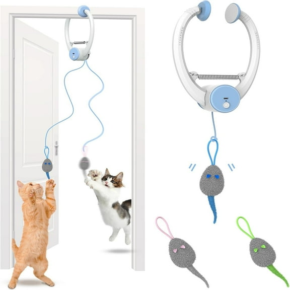 Cat Toys Interactive for Indoor Cats,Enrichment Stimulation Toys, Electric Hanging Door Clip Kitty Toy,Automatic Retractable Play Chase Exercise Feather Toys for Bored Indoor Adult & Kitten Cats.