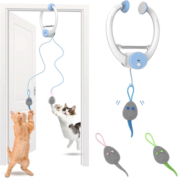 Cat Toys Interactive for Indoor Cats,Enrichment Stimulation Toys, Electric Hanging Door Clip Kitty Toy,Automatic Retractable Play Chase Exercise Feather Toys for Bored Indoor Adult & Kitten Cats.