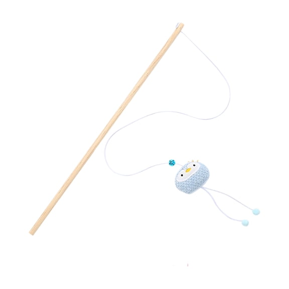 Cat Toys Interactive For Indoor Cats Pet Wand Toy, Natural Wooden Handle Teaser Wand Cute Interactive Pet Wand Fun Pet Toy, Pet Stick For Indoor Cats Interactive Cat Toys Spring Ball for Kittens Bunn