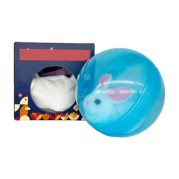 Cat Toys Interactive, Interactive Rolling Toys, 3 in Clear Plastic Ball, Motorized, Battery-Powered, Fuzzy Rabbit, Stuffed Bunny Plush, Sensory Toys, Easter Plush Stuffed Animals,