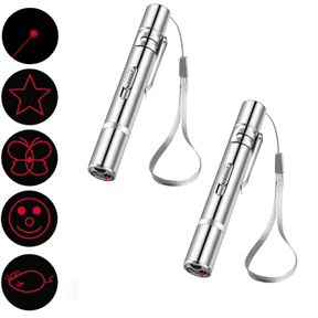 Cat Toys Laser Pointer Rechargeable Cat Laser Toy Interactive Cat Toys for Indoor Cats Kittenes Dogs LED Flashlight 7 Adjustable Patterns Red Light Remotes Teaching Tool USB