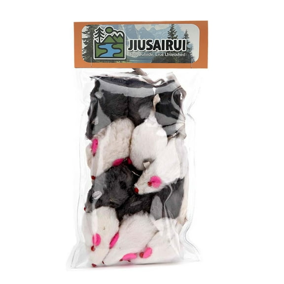 Cat Toys | Mixed Bulk Bag of 10 Play Mice with Rattling Noise |2 Color Pack Black and White