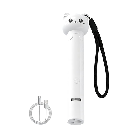 Cat Toys Multifunctional USB Laser Pointer Teasing Stick Self Entertaining Tool with Red Dot for Indoor Cats for Persian Ragdoll Bengal for Kitten Daily Exercise Play(5.7*1.3in,White)