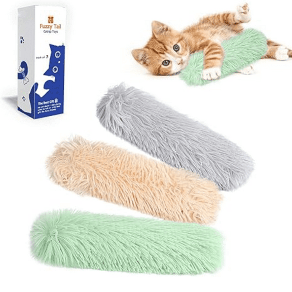 Cat Toys Pillows, 3 Pack, Soft and Durable Crinkle Sound with Catnip Inside, Interactive Indoor Kitten Kicker, Promotes Kitty Exercise