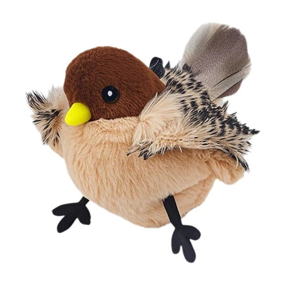 Cat Toys Rechargeable Flapping Bird (No Flying), Interactive Flappy Chirp Bird Sparrow Toys, Realistic Plush Simulation Chirping Bird for Bored Indoor Cat