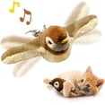 thumbnail image 1 of Interactive Cat Toy Flapping Sparrow with Chirping Sound, Touch Activated Catnip Plush Bird Toy, USB Rechargeable Flapping Wings Toy for Indoor Cats, Kittens and Small Dogs, 1 of 8