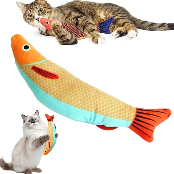Cat Toys Saury Fish, Catnip Crinkle Sound, Soft and Durable, Interactive Kitten Kicker for Indoor Kitty Exercise 9.4 Inches for All Breeds (Yellow)