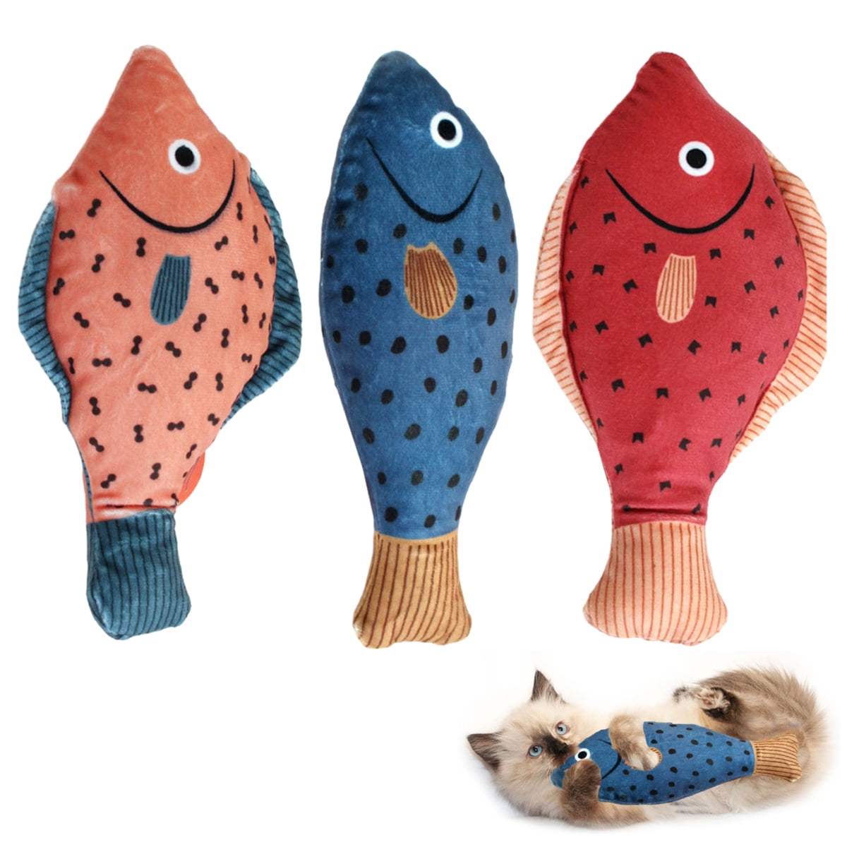 Cat Toys Saury Fish, Catnip Crinkle Sound Toys Soft and Durable, Interactive Cat Kicker Toys for Indoor Kitten Exercise