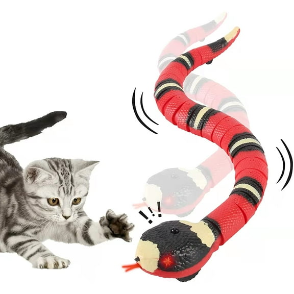 Cat Toys Snake Interactive,Kitten Toys,Realistic Smart Sensing Snake Toy,USB Rechargeable,Automatically Sense Obstacles and Escape,Electric Tricky Snake Cat Toys for Indoor Cats Dogs(Pink snake)